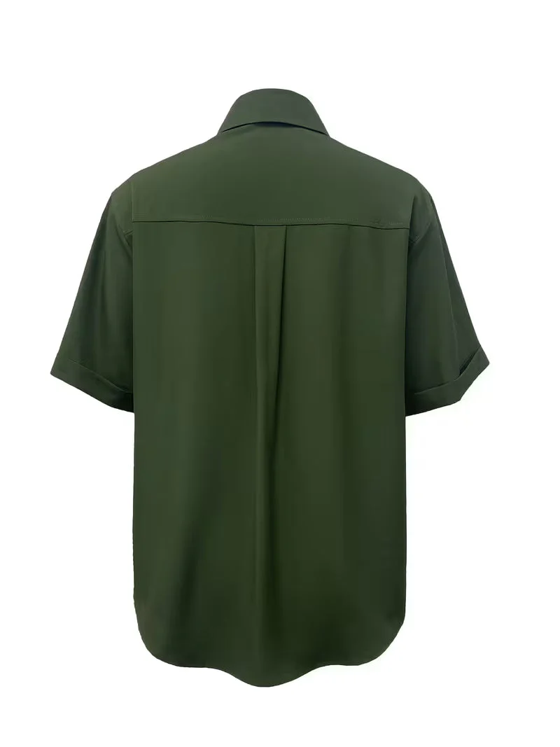 Ornilla - Camicia Ampia a Maniche Corte Con Taschino - Image 7