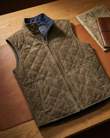 Paulinho - Gilet Trapuntato In Pelle Scamosciata
