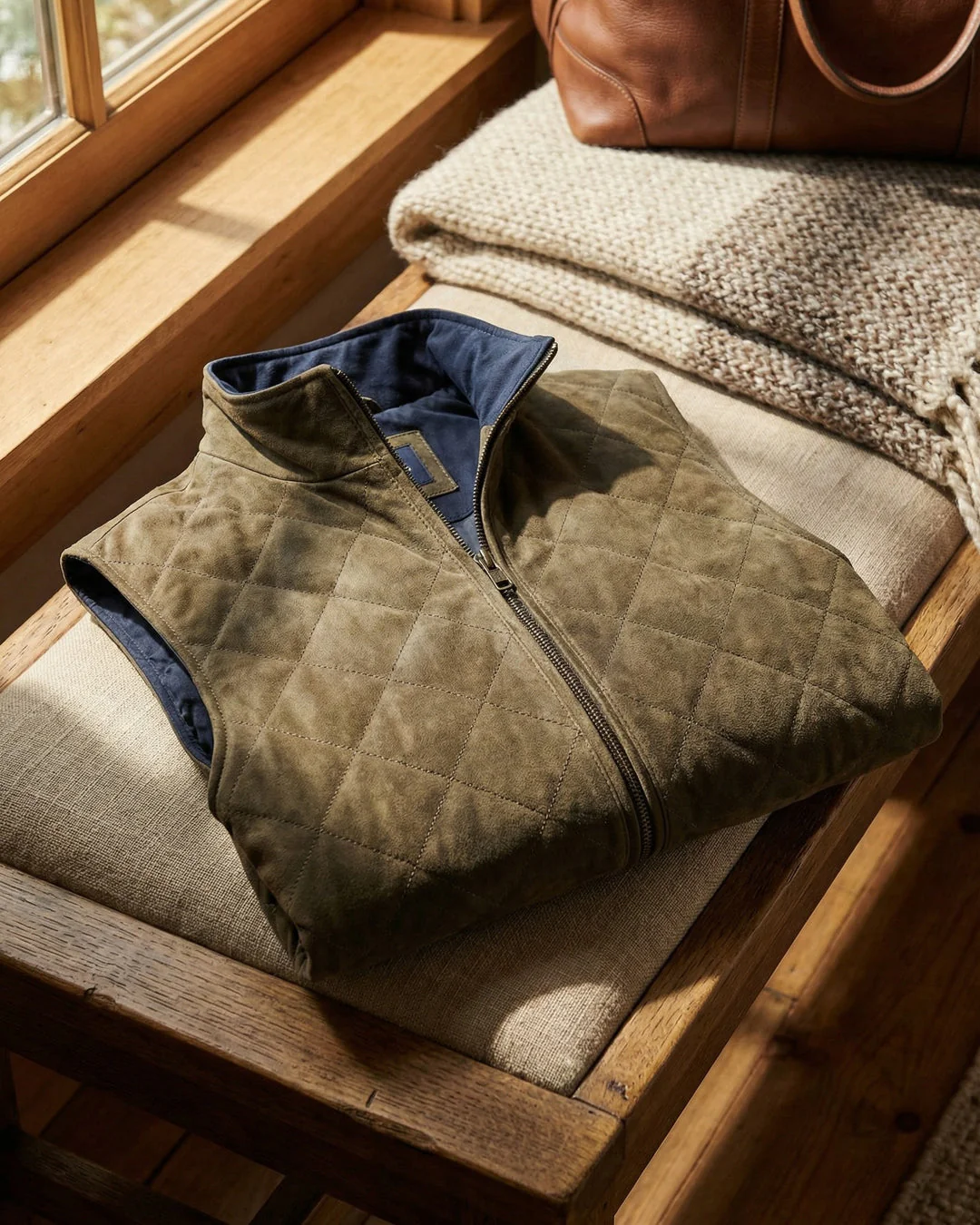 Paulinho - Gilet Trapuntato In Pelle Scamosciata - Image 3