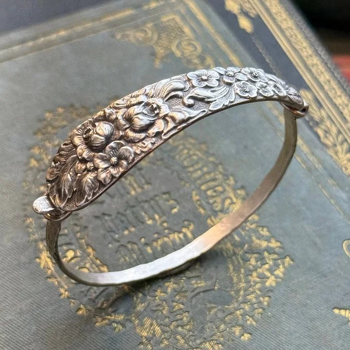PetalCharm - Bracciale In Argento Con Incisione Floreale Vintage - Image 6