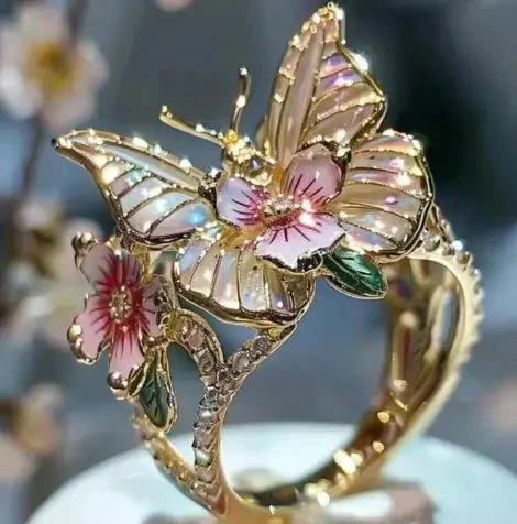 PetalWings - Anello con Farfalla Scintillante Naturale e Zirconi - Image 2