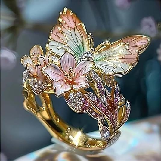 PetalWings - Anello con Farfalla Scintillante Naturale e Zirconi - Image 3
