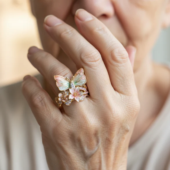 PetalWings - Anello con Farfalla Scintillante Naturale e Zirconi - Image 5