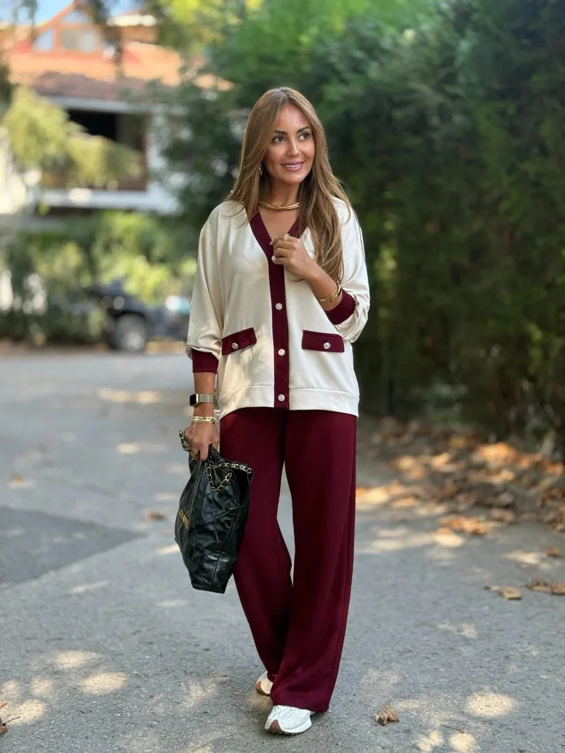 Phaedra - Cardigan a Coste e Pantaloni a Gamba Larga - Image 4