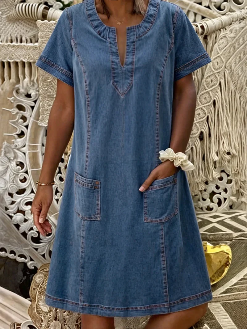 Polixeni - Abito In Morbido Denim - Image 2