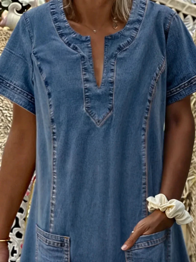 Polixeni - Abito In Morbido Denim - Image 3