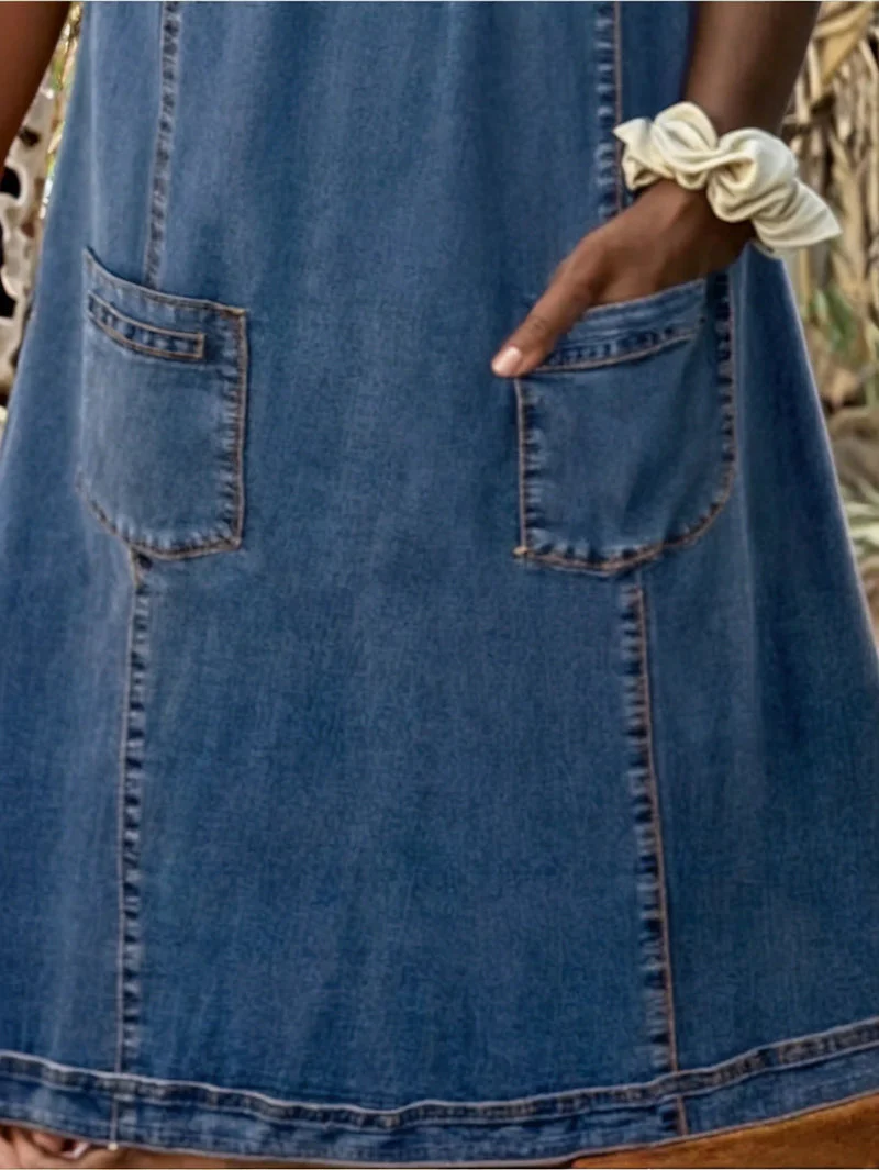 Polixeni - Abito In Morbido Denim - Image 4