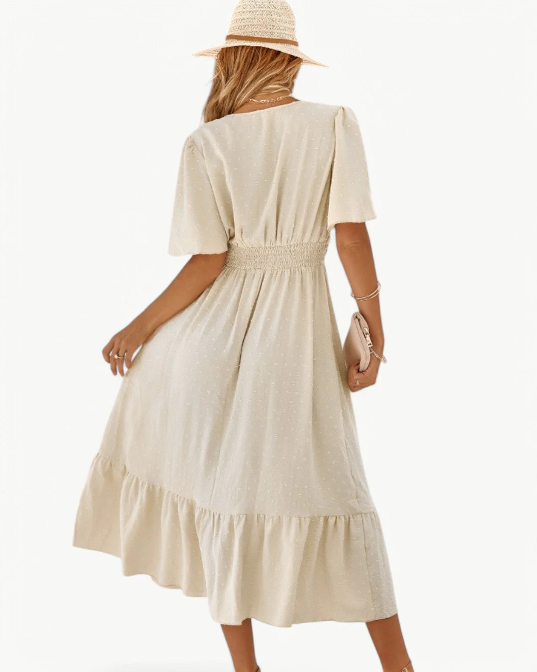 Rameena - Elegante Abito Con Scollo A V E Maniche Corte - Image 6