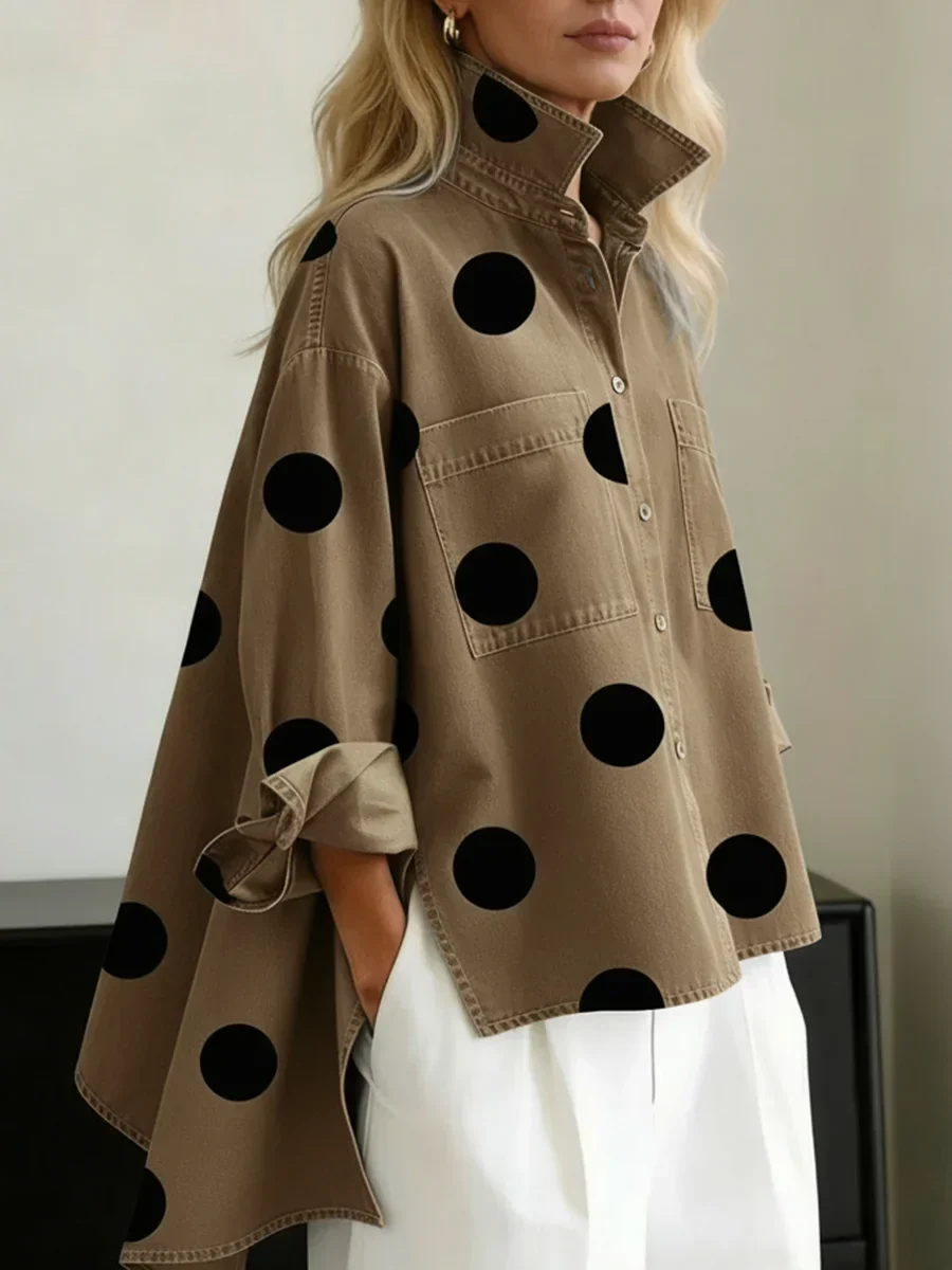 Ranulya - Elegante Top Con Stampa a Pois Artistica - Image 3