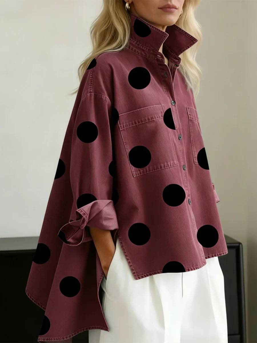 Ranulya - Elegante Top Con Stampa a Pois Artistica - Image 4