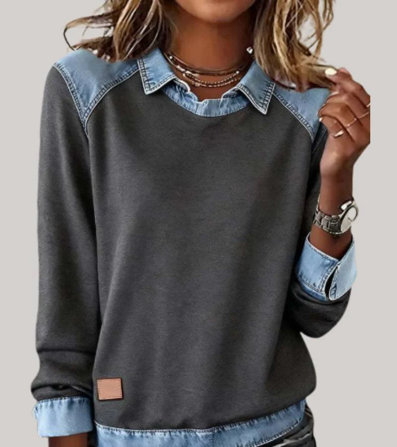 Ravit - Top In Maglia Denim Con Maniche Lunghe - Image 11