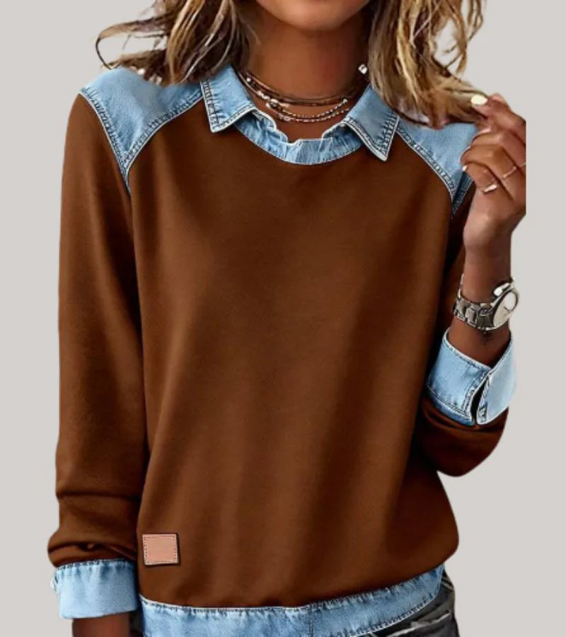 Ravit - Top In Maglia Denim Con Maniche Lunghe - Image 9