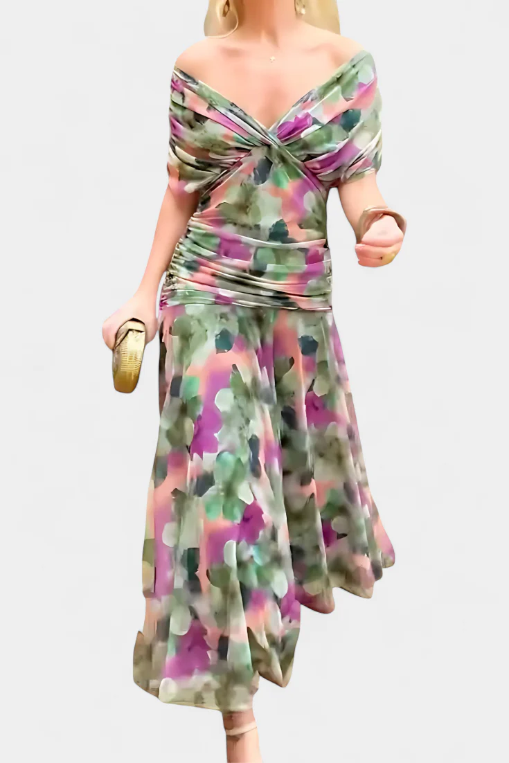 Rawan - Abito Lungo Con Spalle Scoperte In Chiffon - Image 11