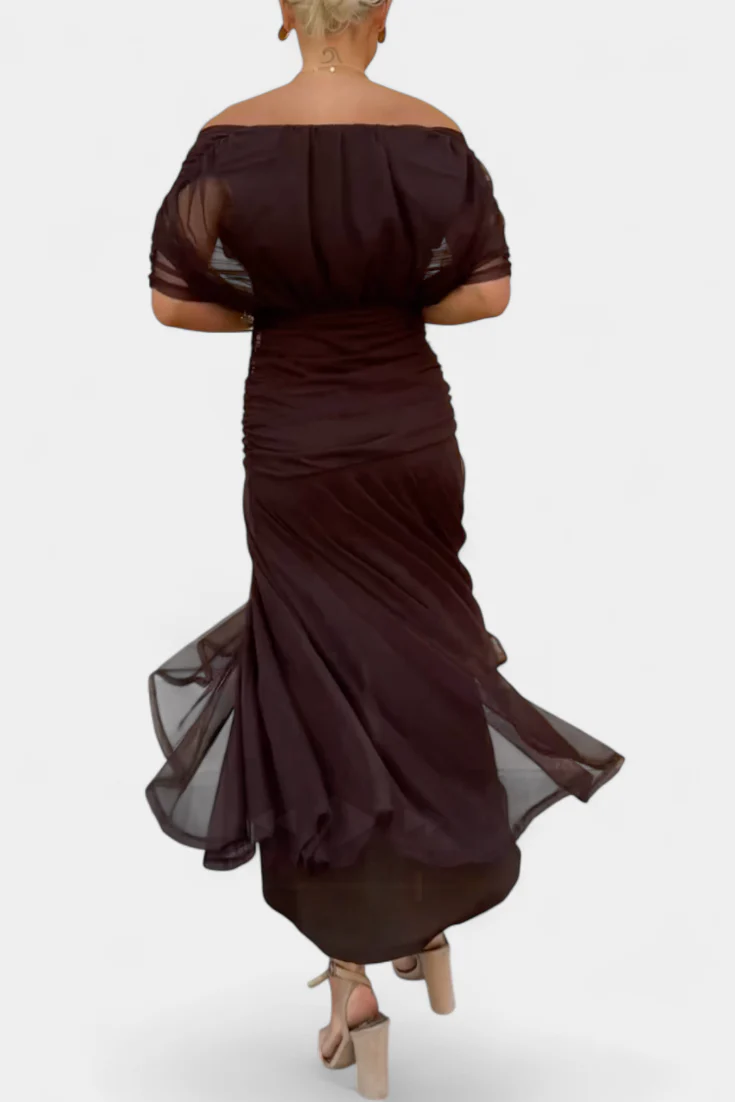 Rawan - Abito Lungo Con Spalle Scoperte In Chiffon - Image 18