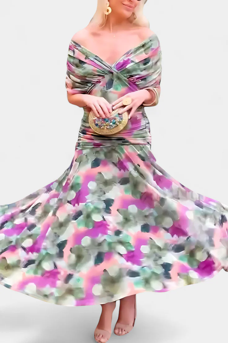 Rawan - Abito Lungo Con Spalle Scoperte In Chiffon - Image 6