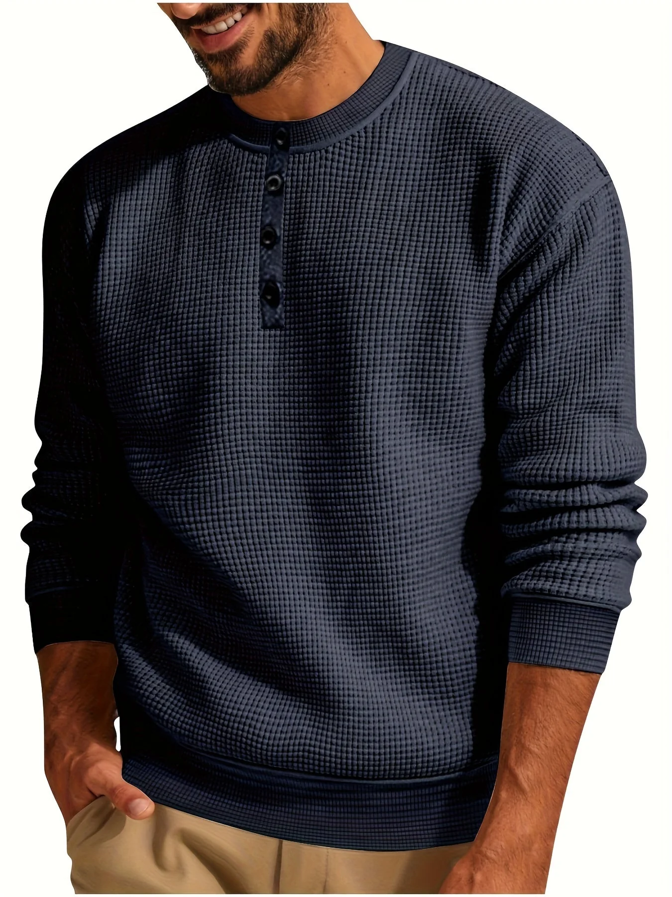 Renaud - Camicia a Maniche Lunghe Con a Waffle - Image 4