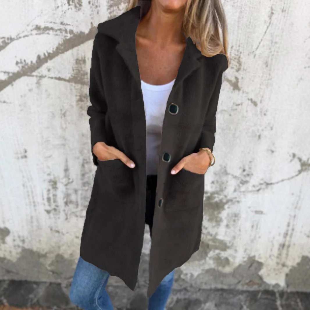 Rionna - Cappotto Con Bottoni e Tasche a Maniche Lunghe - Image 4