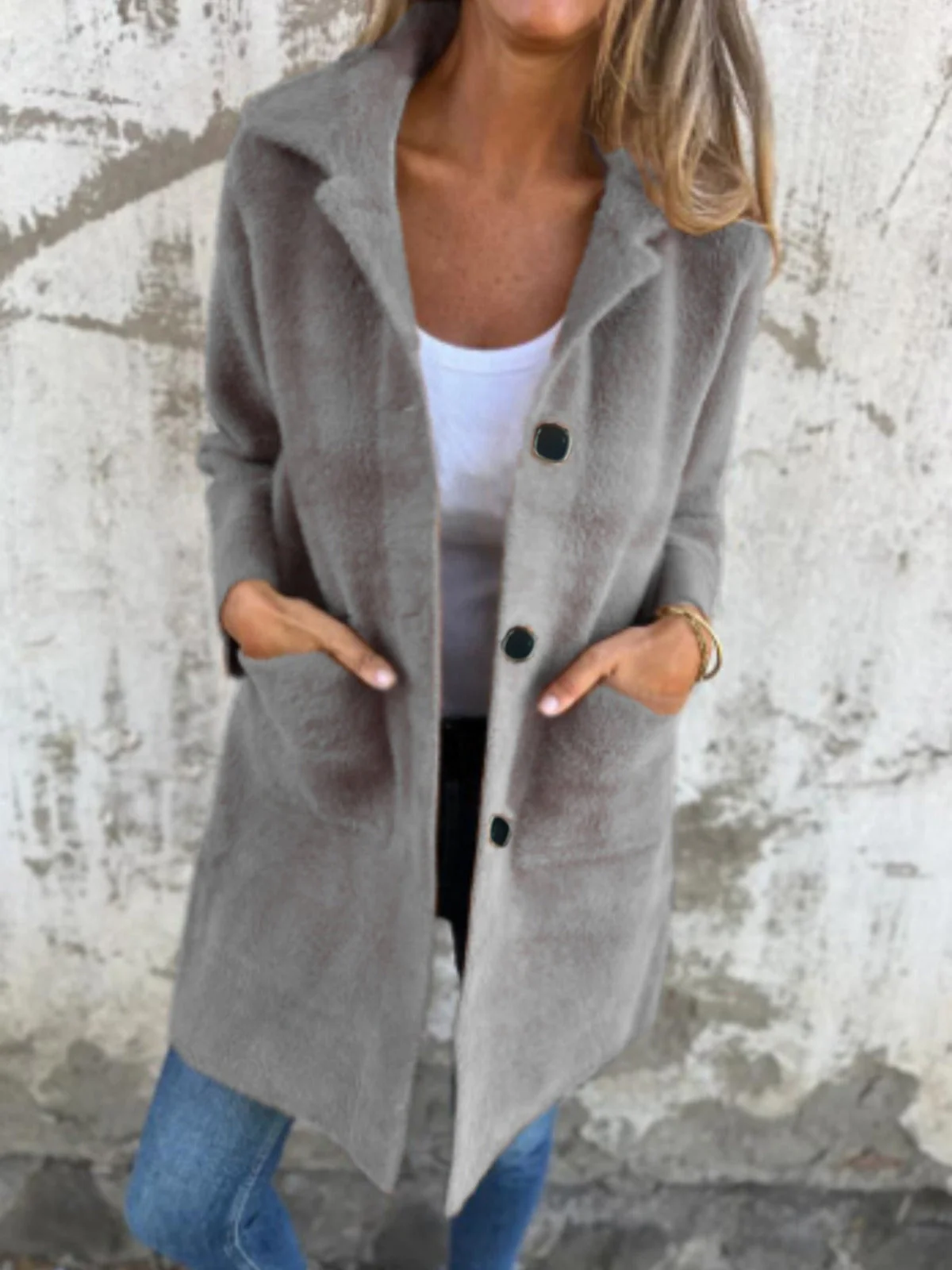 Rionna - Cappotto Con Bottoni e Tasche a Maniche Lunghe - Image 5
