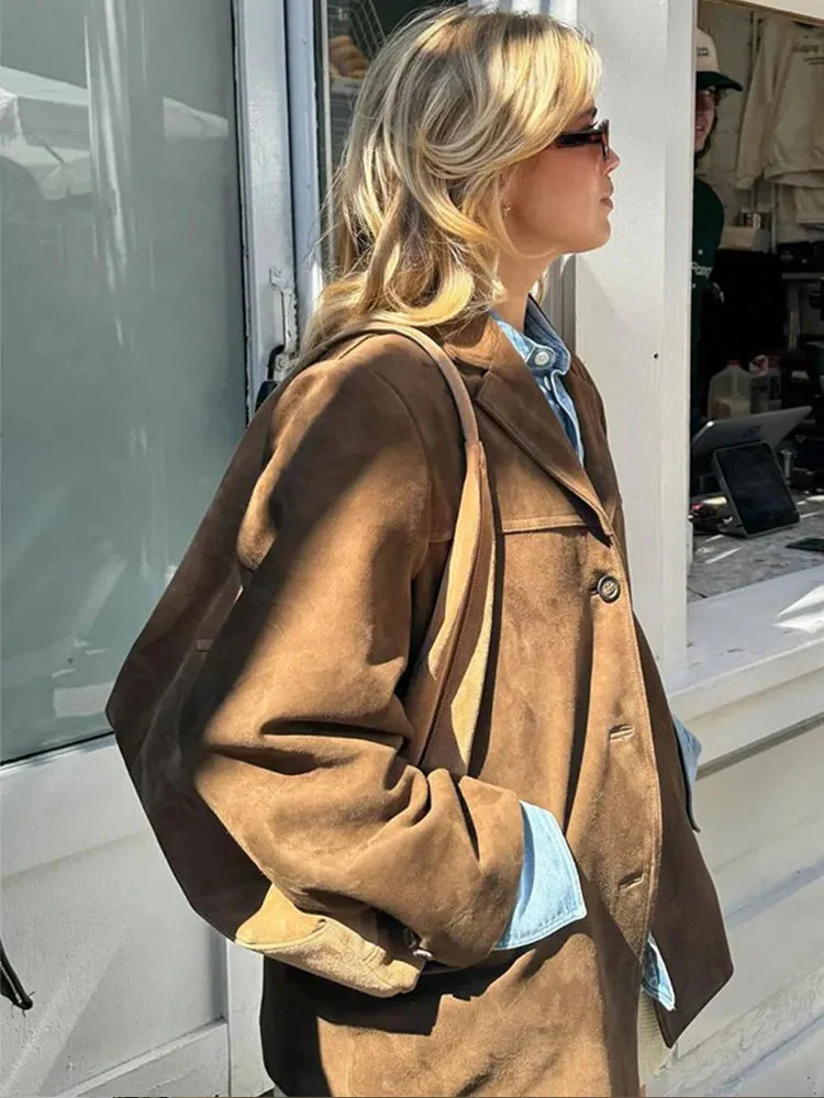 Ronia – Giacca Oversize InPelle Scamosciata Con Bottoni - Image 5