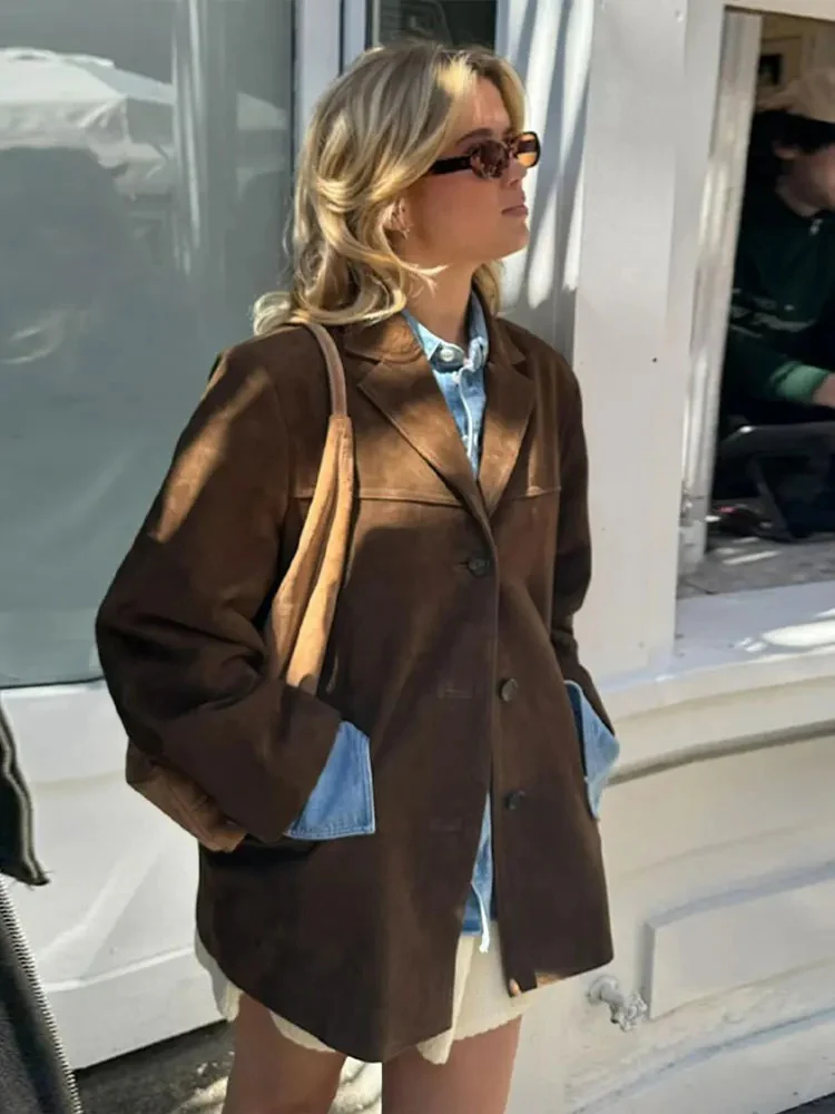 Ronia – Giacca Oversize InPelle Scamosciata Con Bottoni - Image 6