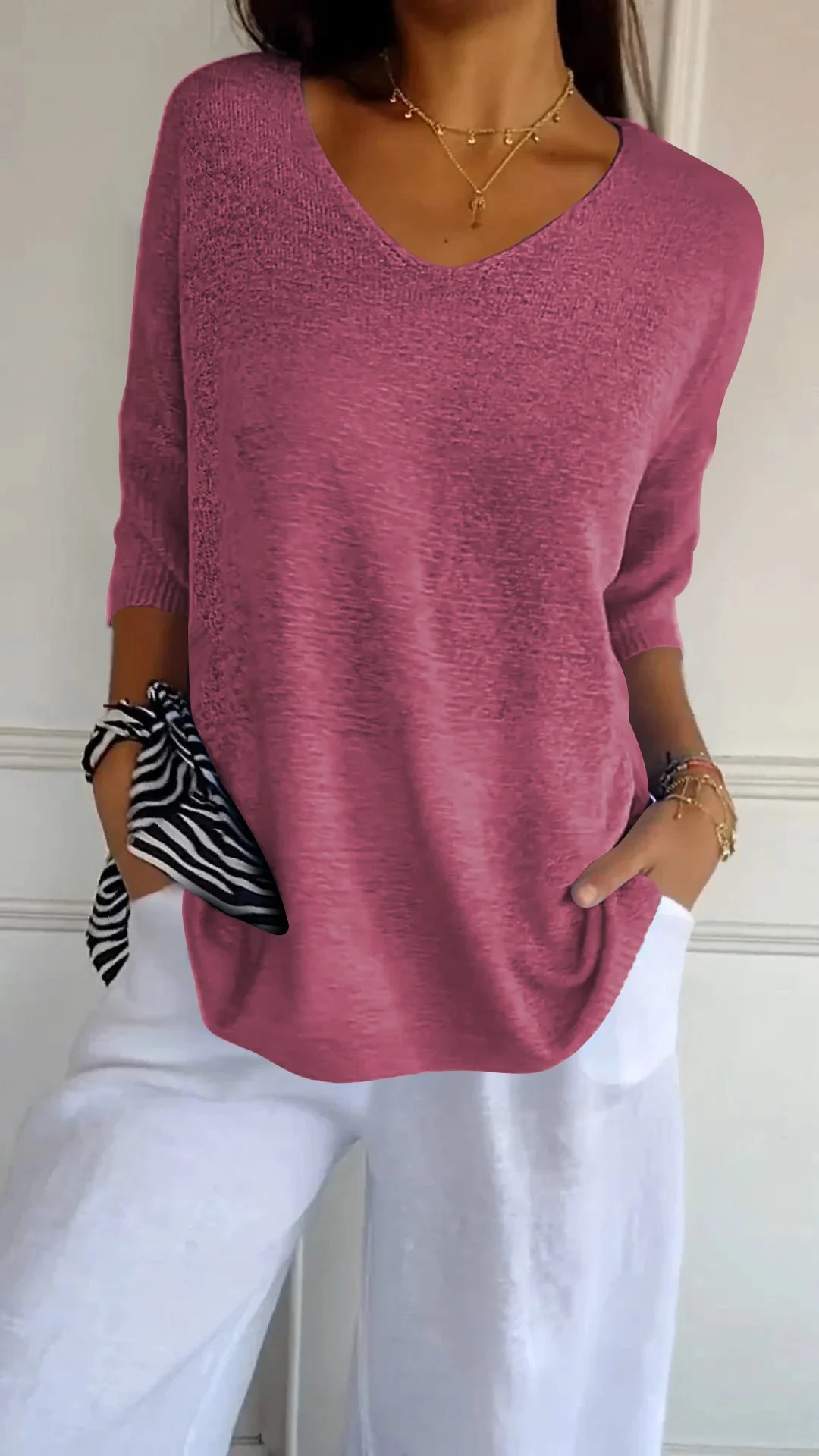 Rosel - Top In Maglia Liscia Con Scollo a V - Image 4