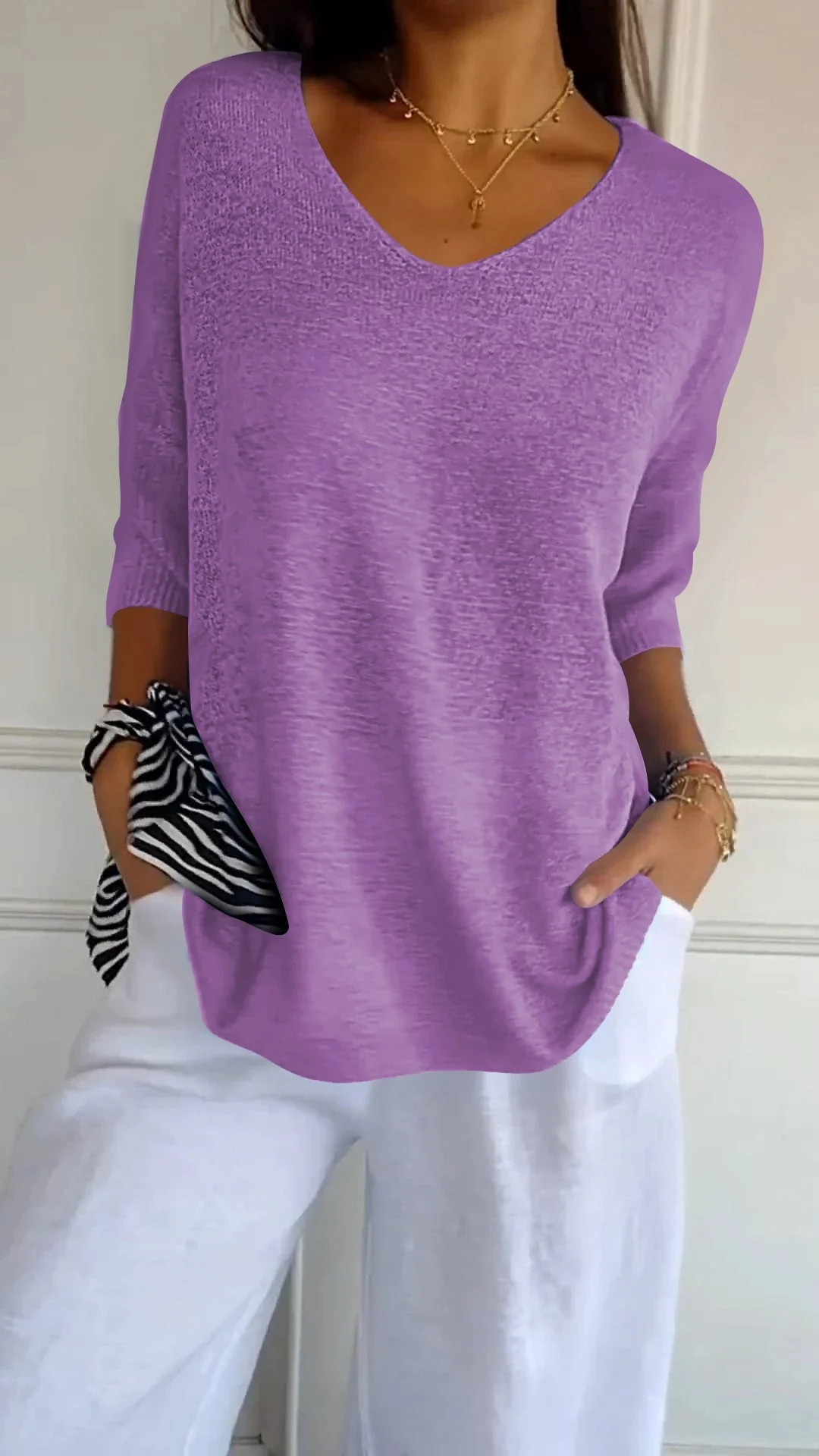 Rosel - Top In Maglia Liscia Con Scollo a V - Image 6