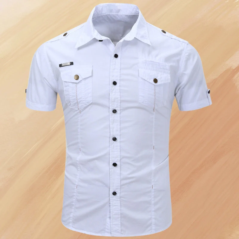 Ryder - Elegante Camicia Estiva a Maniche Corte Con Taschino - Image 9