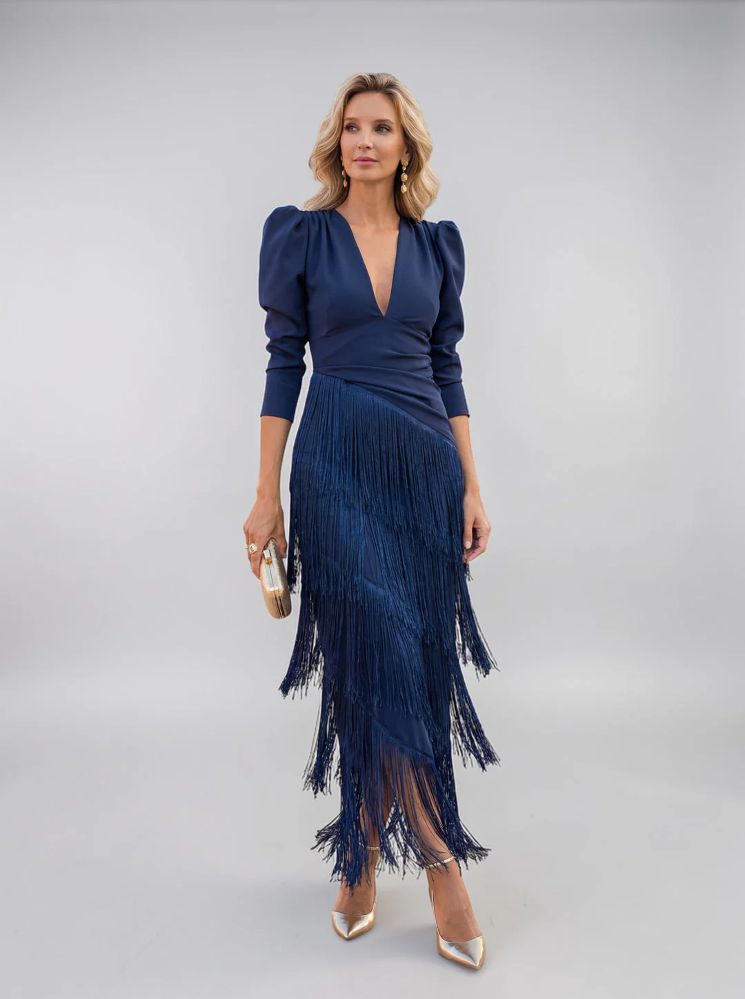 Rylanya - Elegante Abito Con Frange - Image 3