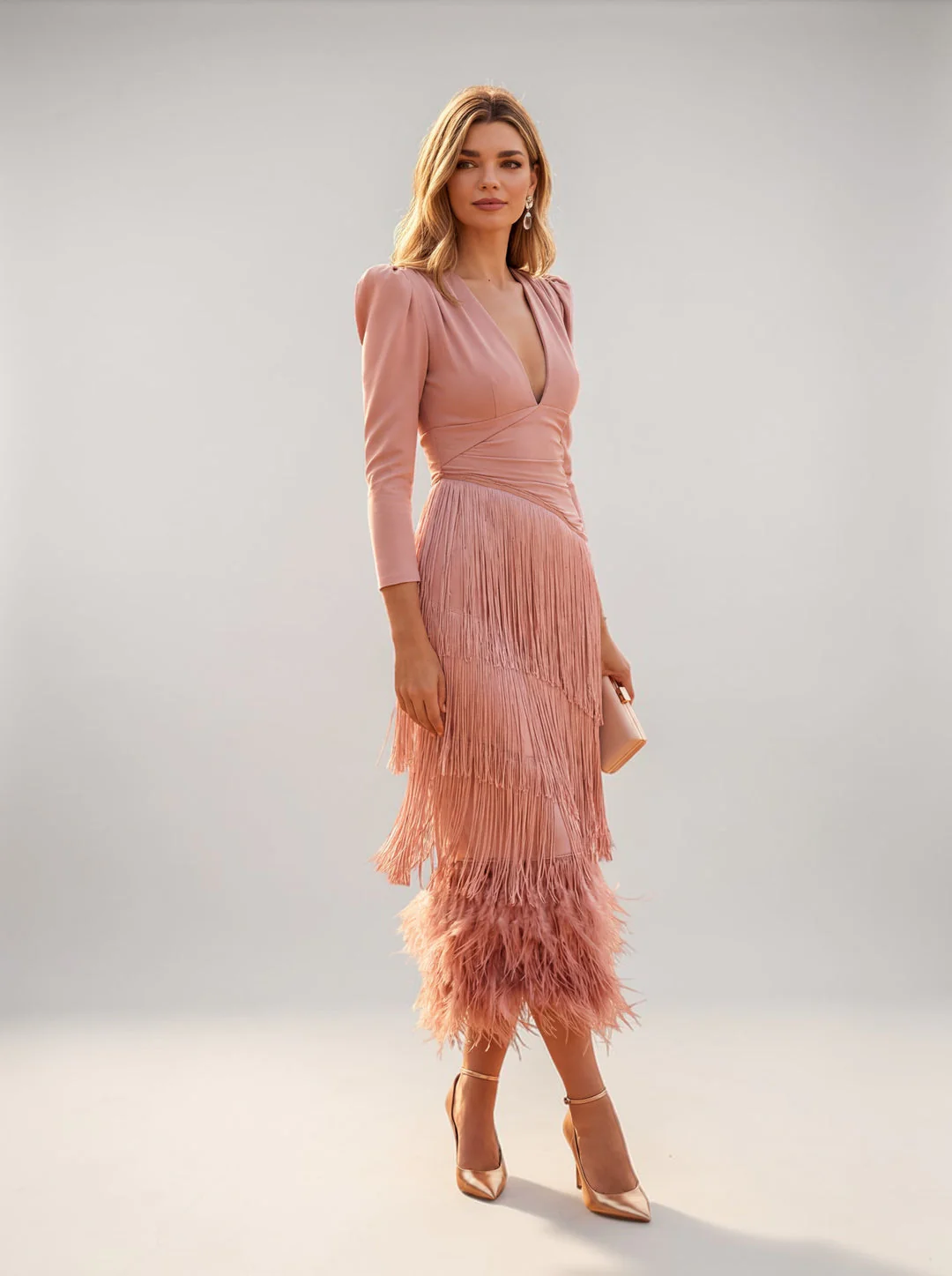 Rylanya - Elegante Abito Con Frange - Image 4
