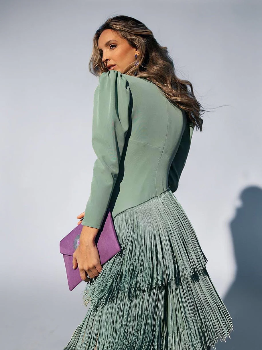 Rylanya - Elegante Abito Con Frange - Image 6