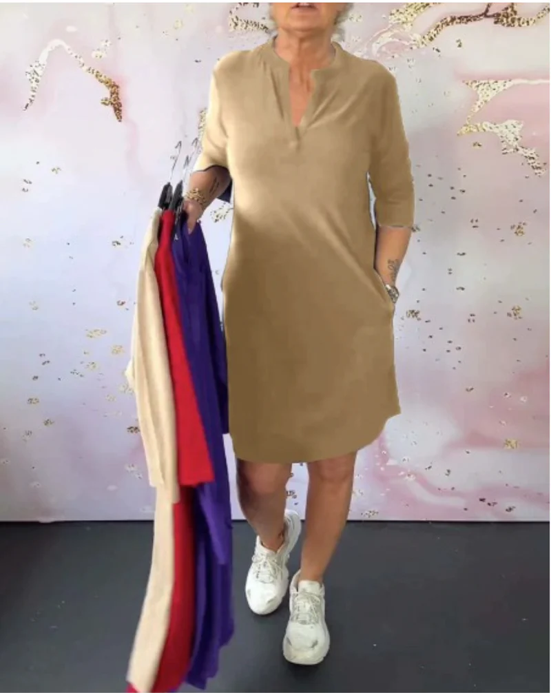 Sabela - Abito Semplice Alla Moda Con Scollo a V - Image 4