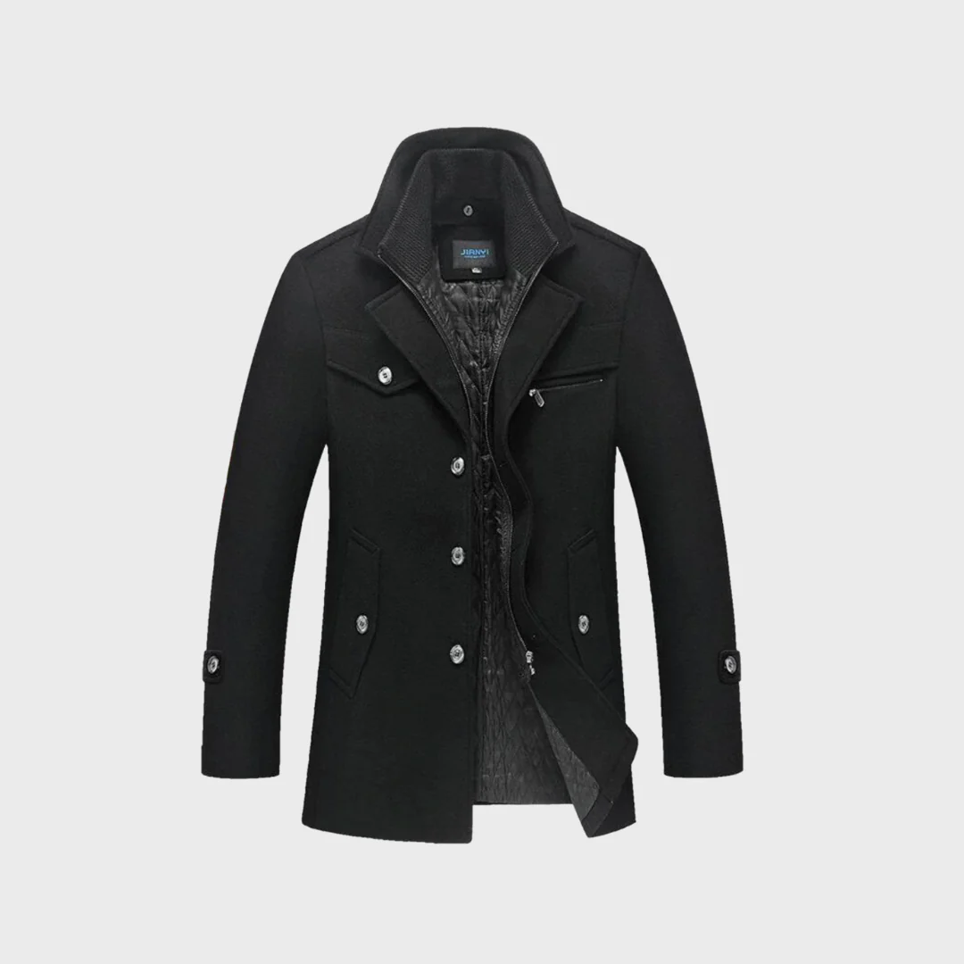 Sabron - Cappotto Trapuntato In Lana Con Zip Frontale - Image 2
