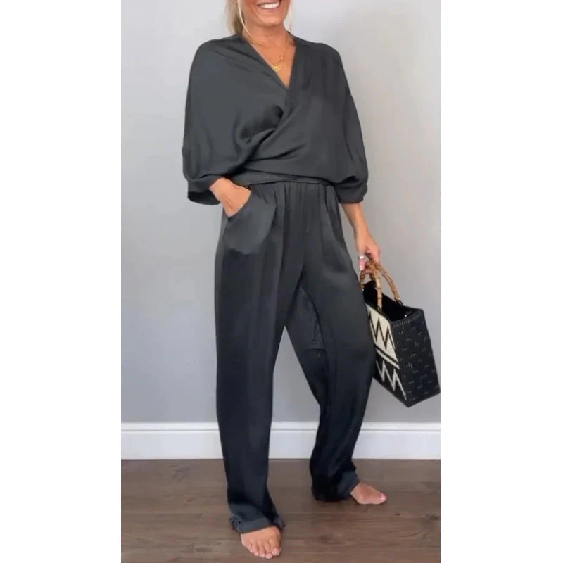 Samira - Top Con Scollo a V e Pantaloni in Cotone Mercerizzato - Image 7