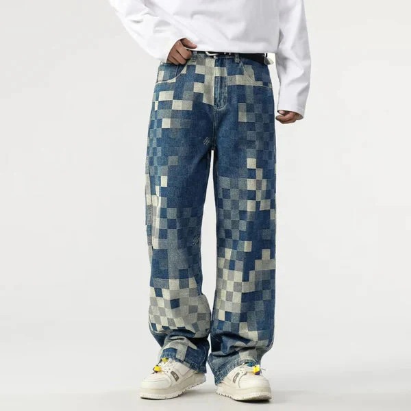 Sampson - Pantaloni Ampi con Motivo a Pixel