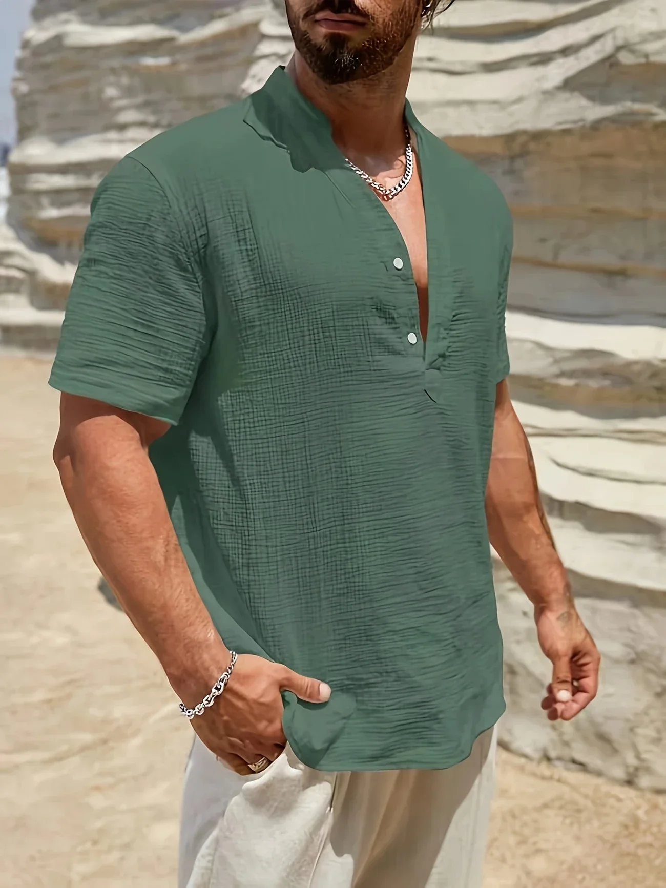 Sancho - Elegante Camicia Estiva Con Collo Alto - Image 17