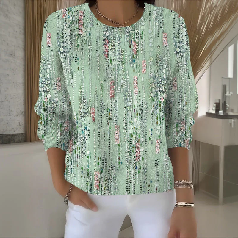 Sandakini - Maglietta Casual Con Scollo Rotondo
