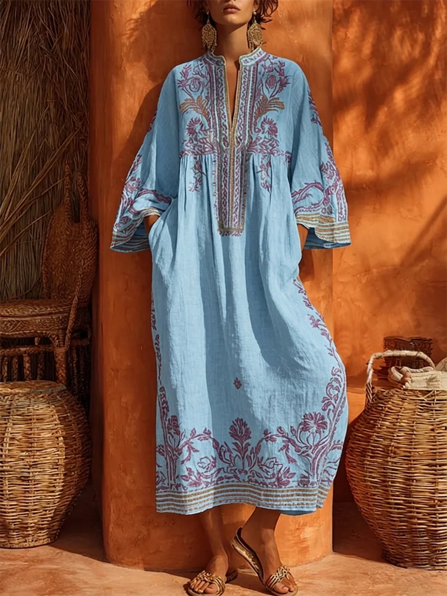 Sariana - Abito Ricamato in Stile Boho Con Scollo a V - Image 2