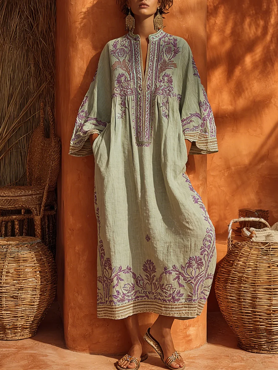 Sariana - Abito Ricamato in Stile Boho Con Scollo a V - Image 3
