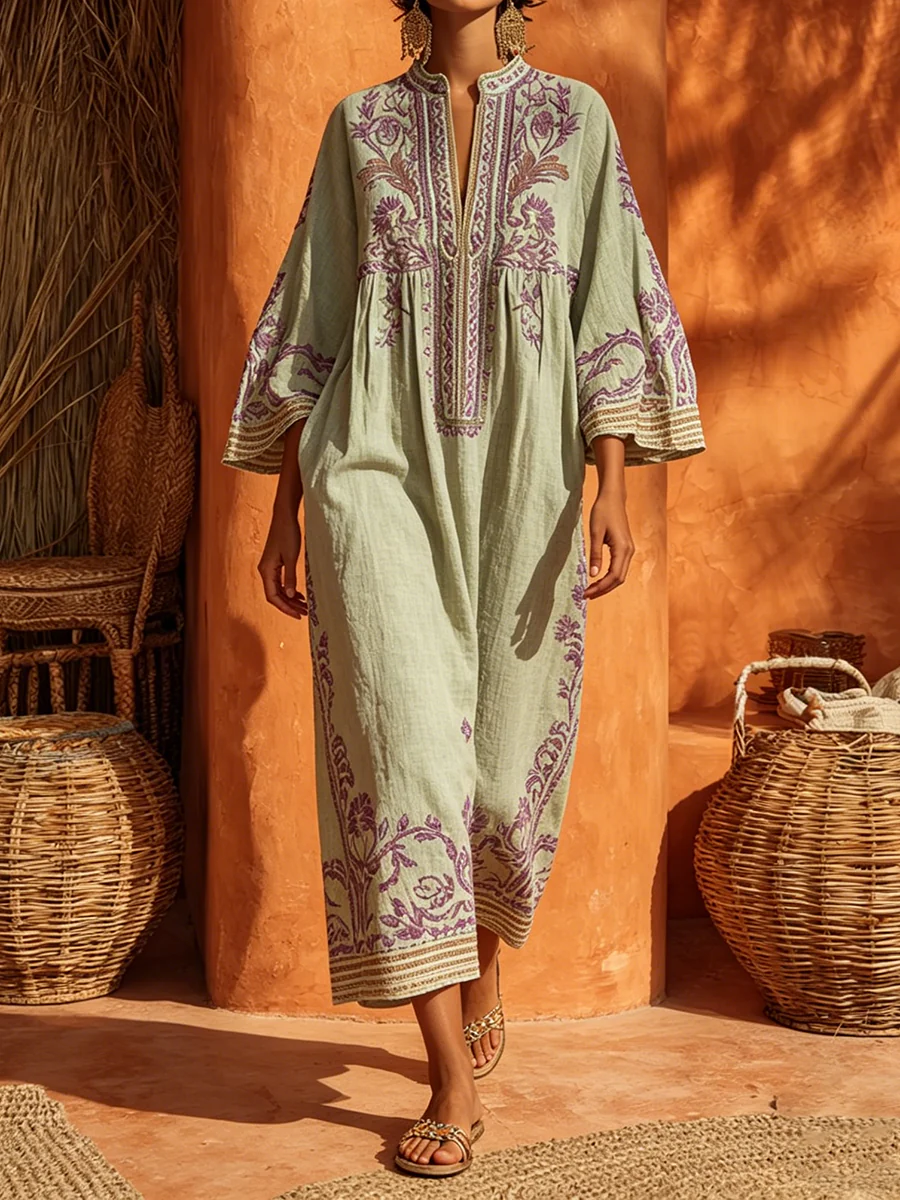 Sariana - Abito Ricamato in Stile Boho Con Scollo a V - Image 4