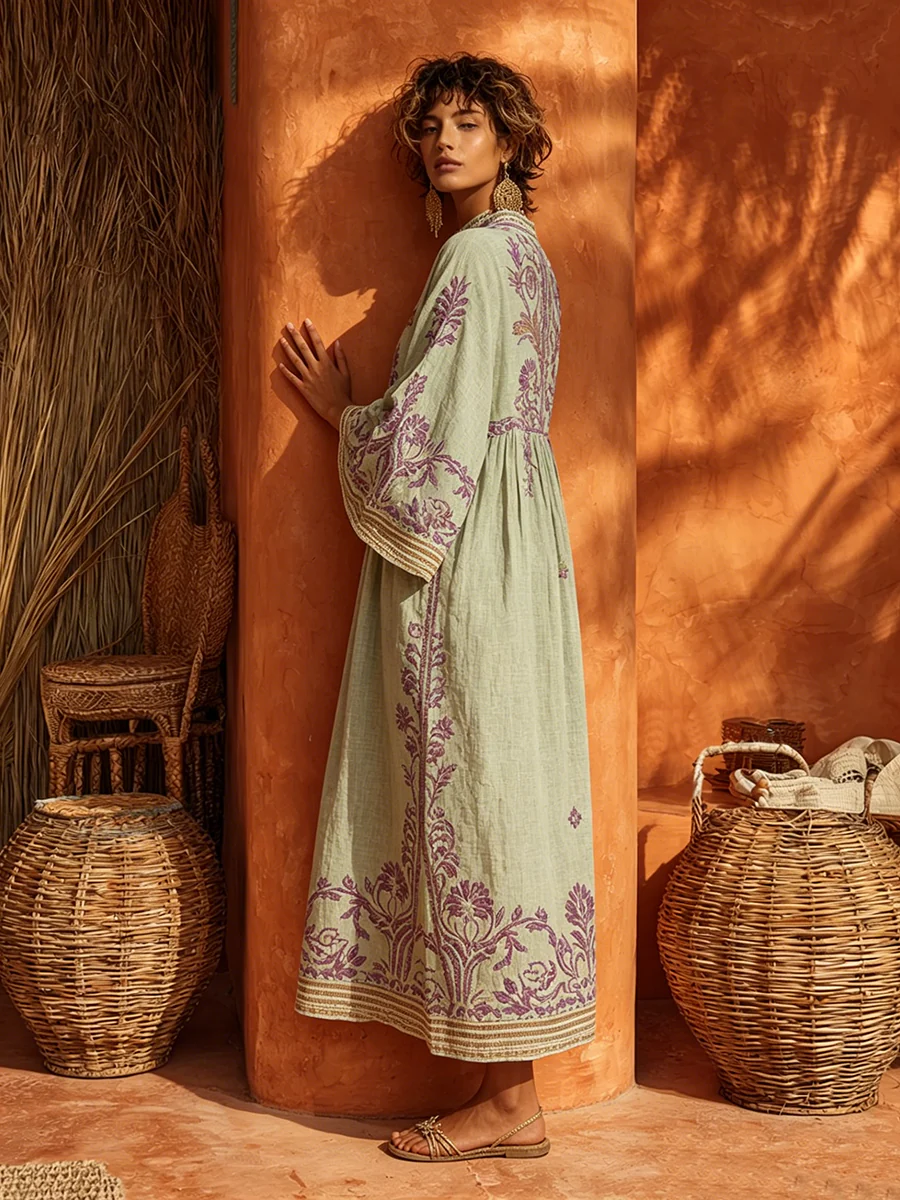Sariana - Abito Ricamato in Stile Boho Con Scollo a V - Image 5