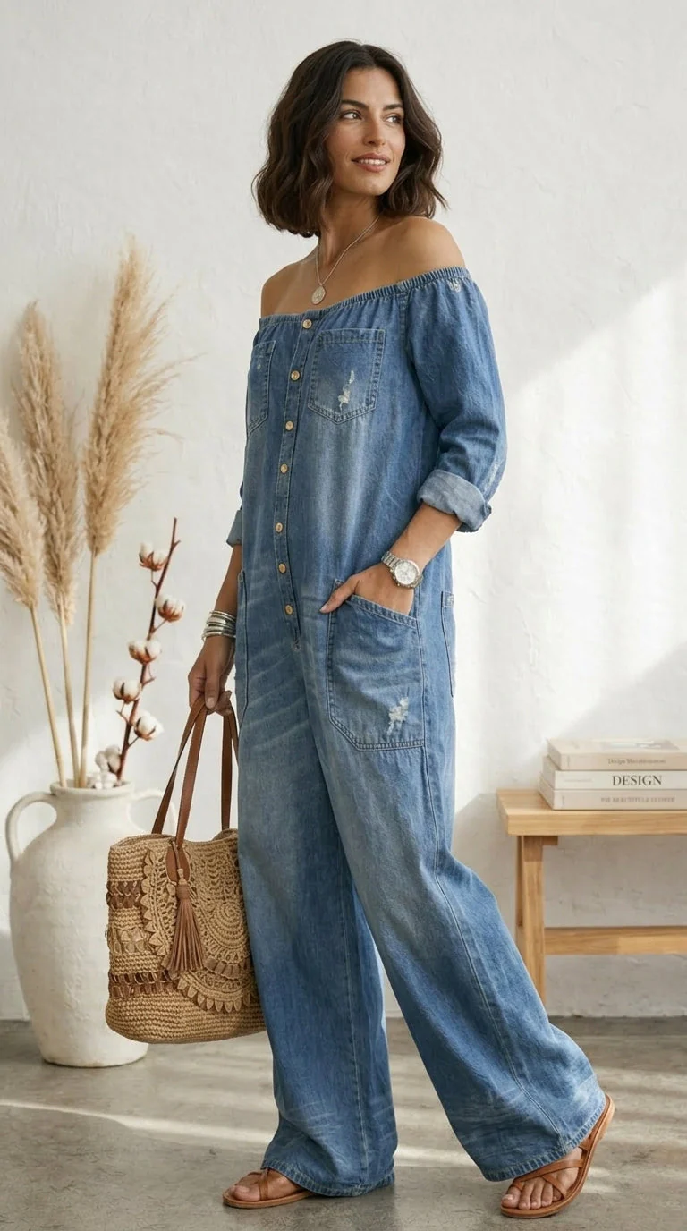 Seleeja - Tuta In Denim Di Cotone Vintage - Image 2