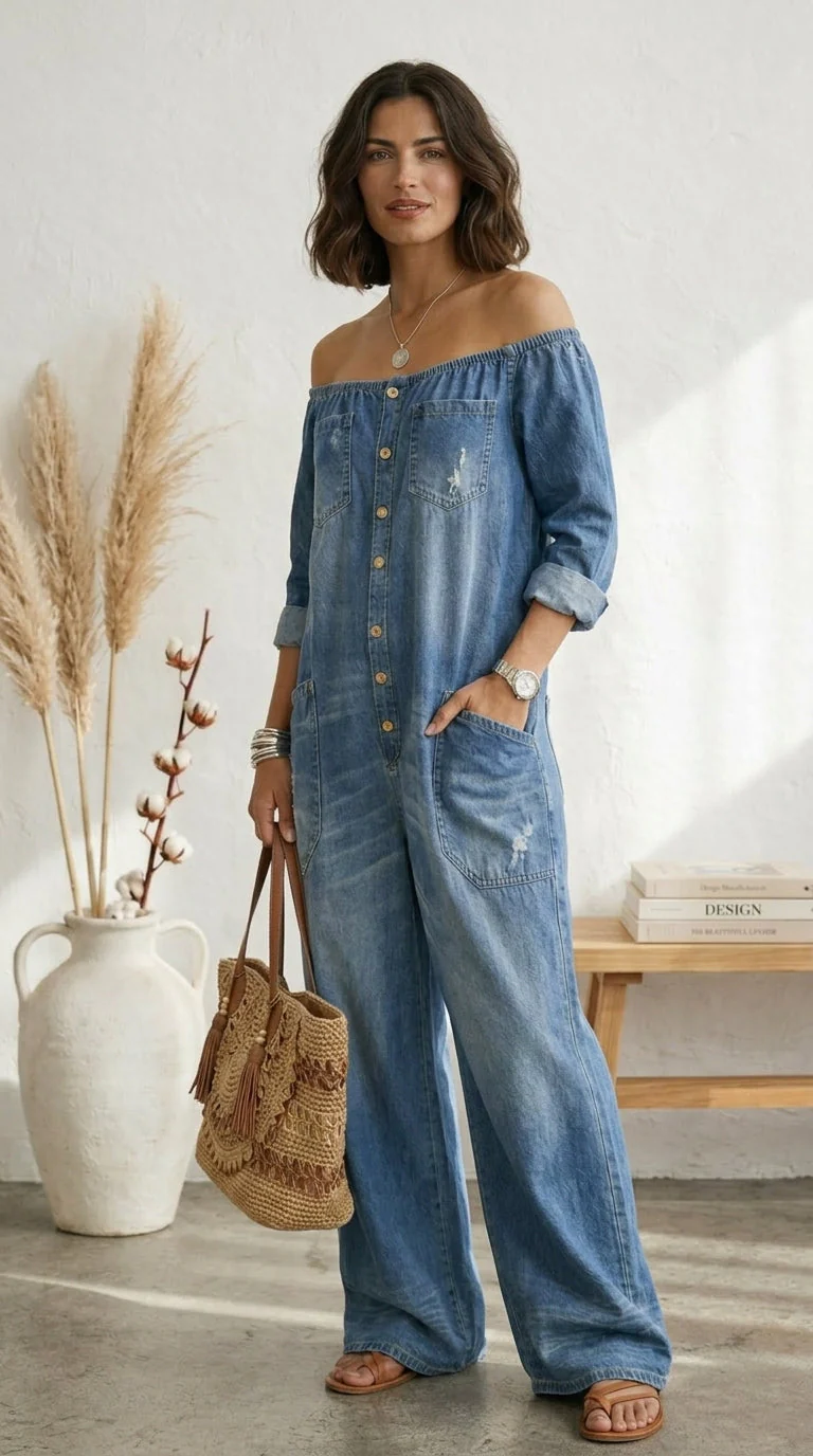 Seleeja - Tuta In Denim Di Cotone Vintage - Image 3