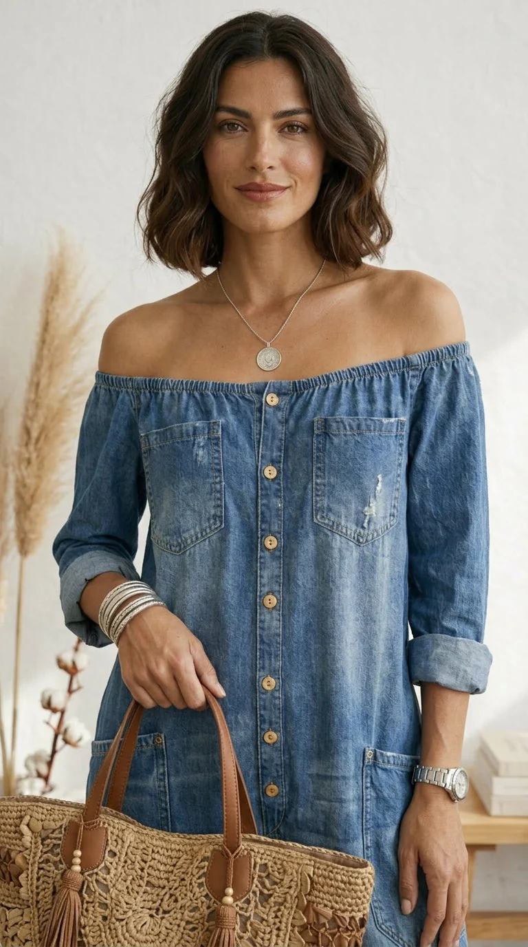 Seleeja - Tuta In Denim Di Cotone Vintage - Image 4