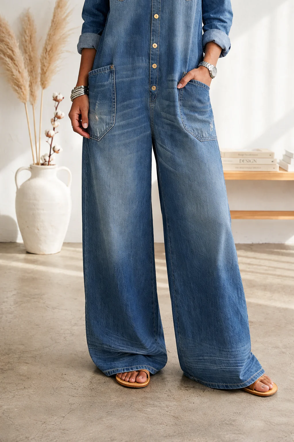 Seleeja - Tuta In Denim Di Cotone Vintage - Image 5