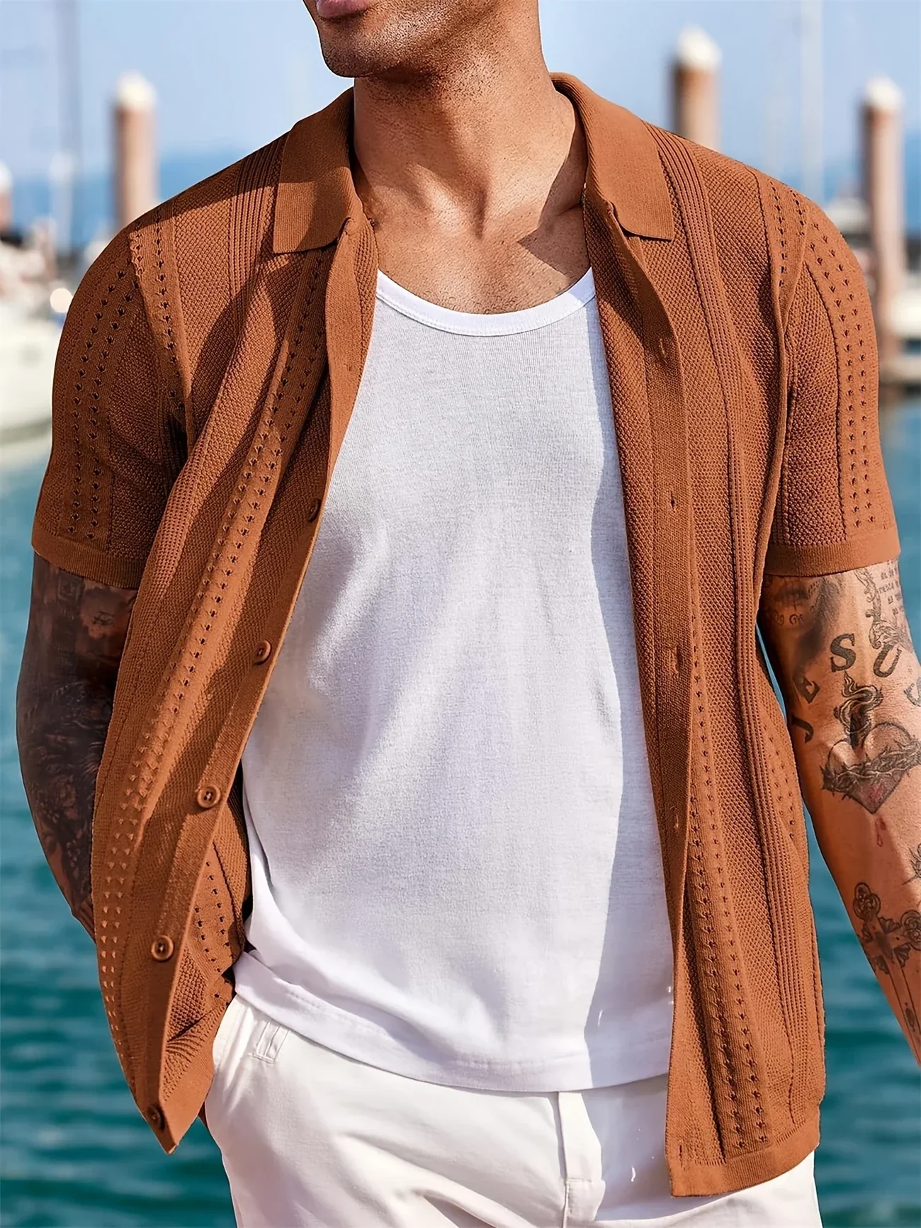 Semyon - Camicia Lavorata A Maglia Con Motivo Intricato Alla Moda - Image 8