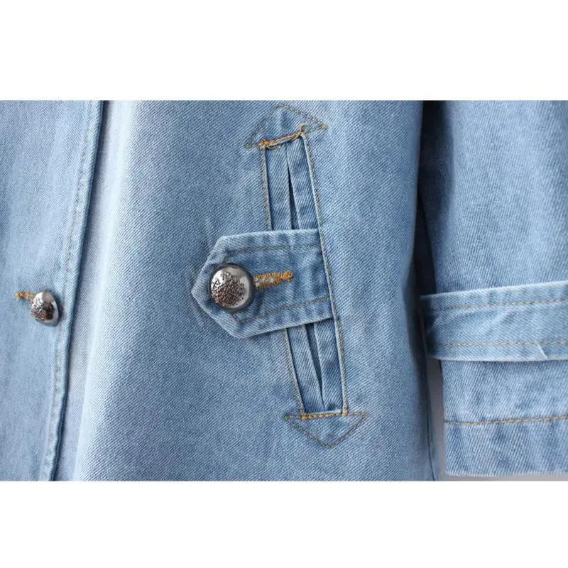 Sezina - Elegante Cappotto A Mantella In Denim - Image 4