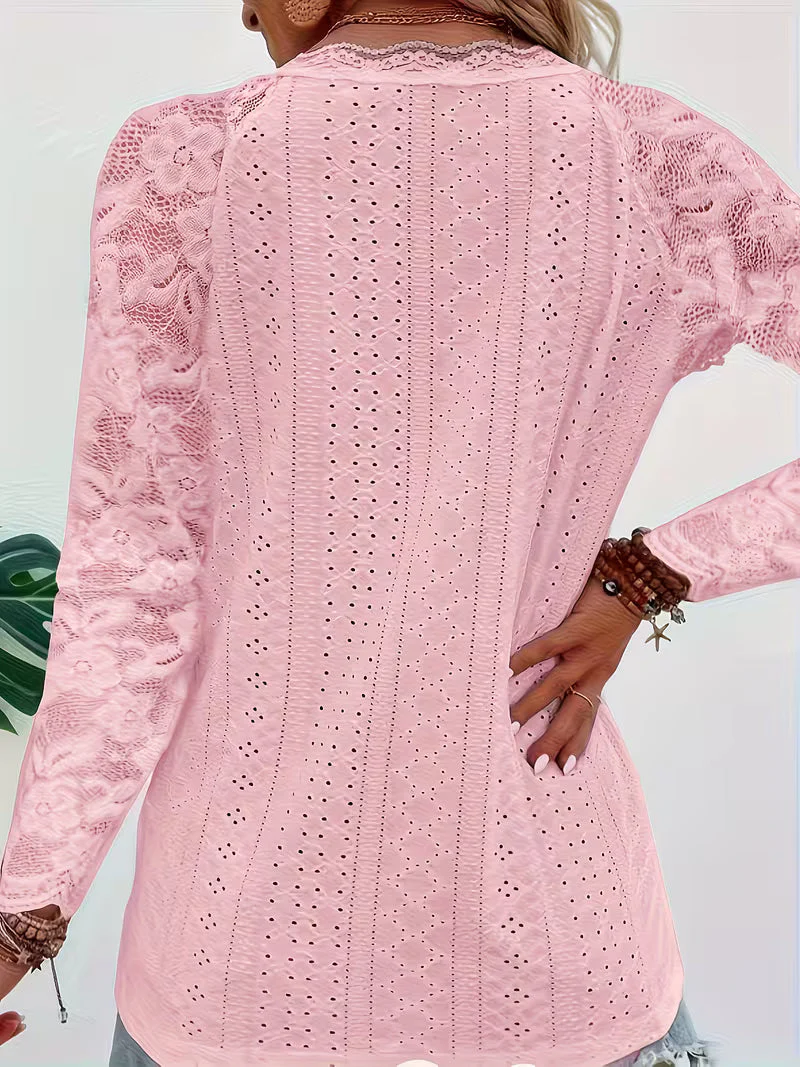 Shaleva - Camicia Elegante a Maniche Lunghe Con Scollo a V in Pizzo - Image 9