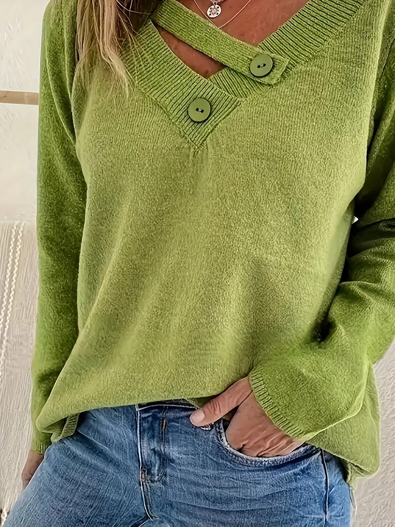 Shareena - Maglione Lavorato a Maglia Con Scollo a V