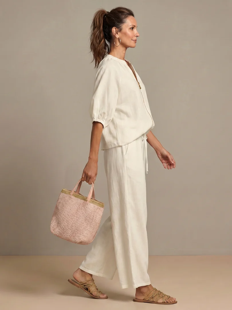 Sharina - Set Composto Da Camicetta Con Zip E Pantaloni a Gamba Larga - Image 12
