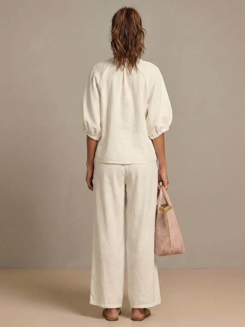 Sharina - Set Composto Da Camicetta Con Zip E Pantaloni a Gamba Larga - Image 13